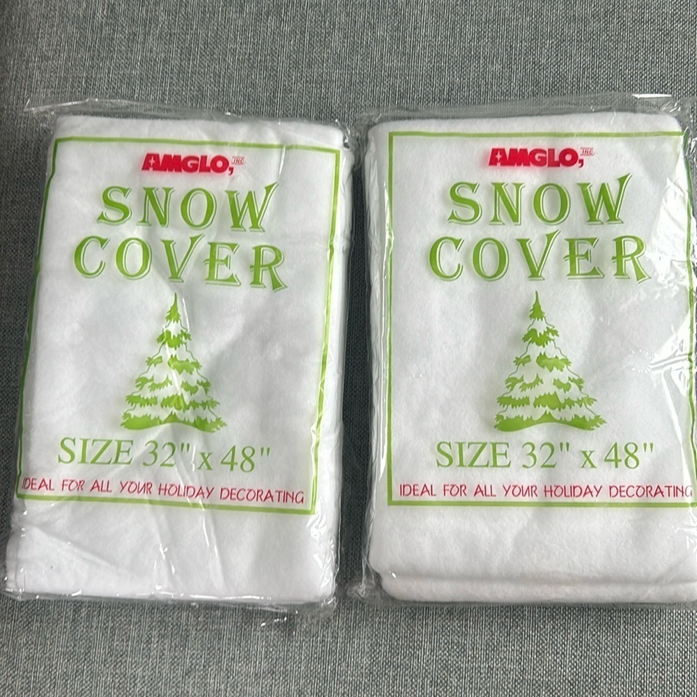 Set of two packages Amglo Snow Cover Tree Snow Skirt Mantel Decor NEW